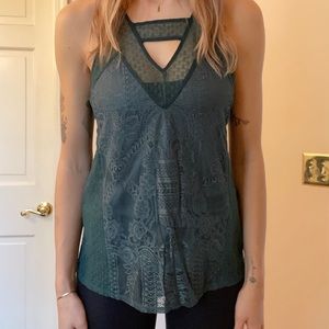 Green Lace Detail Top